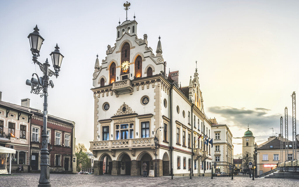 Historic city hall in the center of RzeszÃ³w, Poland